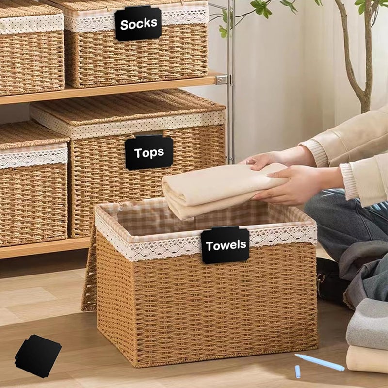 badigo Basket Labels Clip Set - 12 Removable PVC Bin Label Holders with 2 Chalk Markers - Kitchen Clip Labels for Storage Baskets, Boxes, and Containers - Image 2